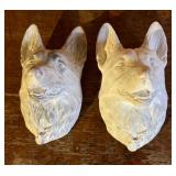 Plaster Dog Sculpture and Four Dog Motif Plaques