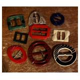 Variety of Vintage Belt Buckles including Vintage Art Deco Bakelite Belt Buckles