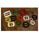Variety of Vintage Belt Buckles including Vintage Art Deco Bakelite Belt Buckles