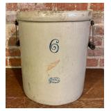 Vintage Redwing Pottery 6 Gallon Crock with Handles
