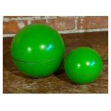 Two Vintage Green Ball Trinket Boxes