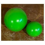 Two Vintage Green Ball Trinket Boxes