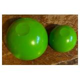 Two Vintage Green Ball Trinket Boxes