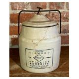 Vintage One Gallon Diamond Stickline Adhesive Crock