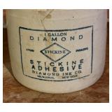 Vintage One Gallon Diamond Stickline Adhesive Crock