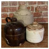 Vintage Crock Jugs and Lidded Vessel