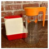 Vintage Anchor Hocking Atomic Juice Pitcher and Lustro Ware Pitcher