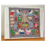 Vintage Jesus Birthday Framed Embroidery
