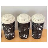 Four Vintage L.E. Smith Black Confetti Glass Kitchen Shakers