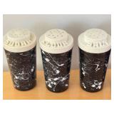 Four Vintage L.E. Smith Black Confetti Glass Kitchen Shakers