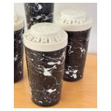 Four Vintage L.E. Smith Black Confetti Glass Kitchen Shakers
