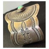 Vintage Sterling Silver Navajo Cuff Bracelet by RJ