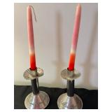 Pair of Mexican Crafted Tin Candle Holders