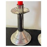 Pair of Mexican Crafted Tin Candle Holders