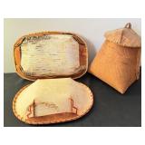 Hand Crafted Vintage Birch Baskets