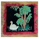 Vintage Crewel Embroidered Pillow