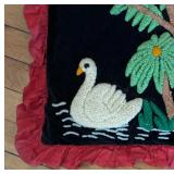 Vintage Crewel Embroidered Pillow