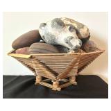 Neat Basket with Variety of Stones