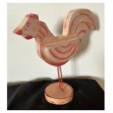 Wooden Folk Art Chicken Figurine and Straw Figurines