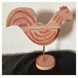 Wooden Folk Art Chicken Figurine and Straw Figurines