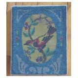 Beautiful Bird Motif Framed Beaded Textile
