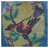 Beautiful Bird Motif Framed Beaded Textile