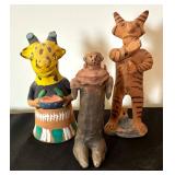 Three Decorative Clay Figurines