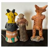 Three Decorative Clay Figurines