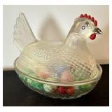 Vintage Chicken Dish with Vintage Marbles