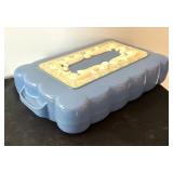 Vintage Max Factor Blue Celluloid Make-Up / Wig Box / Dresser Box
