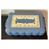 Vintage Max Factor Blue Celluloid Make-Up / Wig Box / Dresser Box