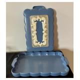 Vintage Max Factor Blue Celluloid Make-Up / Wig Box / Dresser Box