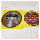 Lot Of Two Oldham Saw Blades 10" Planer Combination 50 Tooth 12" 80 Tooth Good Condition
