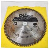 Lot Of Two Oldham Saw Blades 10" Planer Combination 50 Tooth 12" 80 Tooth Good Condition