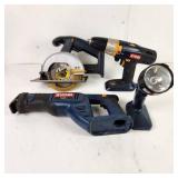 Lot Of Four 18V Ryobi Tools Two Saws Drill And Flashlight TOOLS ONLY Tested And Work