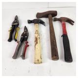 Lot Of Five Tools Hammers Axe Snippers Good Condition