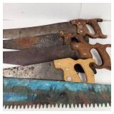 Lot Of Five Vintage Hand Saws Good Condition