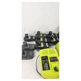Large Ryobi Lot of Batteries and Chargers Parts or Repair