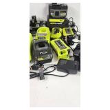 Large Ryobi Lot of Batteries and Chargers Parts or Repair