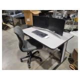 Pre-made Workstation (530082) With Working Dual Monitors/Stand, Keyboard, Mouse, Chair and Desk