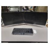 Pre-made Workstation (530082) With Working Dual Monitors/Stand, Keyboard, Mouse, Chair and Desk