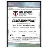 Alex Kirilloff RC Refractor On-Card Auto 2021 Bowman