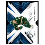 Kirill Kaprizov Blue Diecut /399 2922023 Upper Deck SPx Radiance FX #RFX-40, numbered 223/399, Minnesota Wild Hockey Card