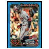 Byron Buxton /150 Blue Logofractor 2024 Topps Chrome, numbered 51/150 Minnesota Twins Baseball Card