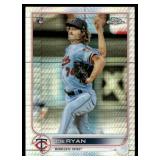 Joe Ryan RC Prism Refractor 2022 Topps Chrome #48 Rookie Minnesota Twins Baseball Card