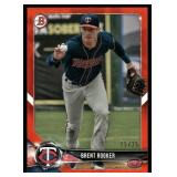 Brent Rooker /25 Orange SP RC 2018 Bowman #BD-191, numbered 15/25, Minnesota Twins Baseball Card