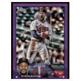 Byron Buxton /250 Purple Logofractor 2023 Topps Chrome #28 Minnesota Twins Baseball Card