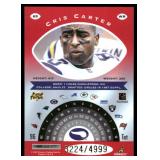 Cris Carter /4999 1997 Pinnacle Totally Certified Platinum Red #65, numbered 3224/4999 Minnesota Vikings Football Card