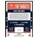 Wes Welker /99 2016 Donruss Optic Top Targets #8, numbered 74/99 Football Card
