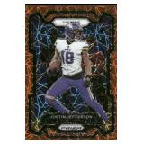 Justin Jefferson Orange Laser Prizm 2023 #195 Minnesota Vikings Football Card